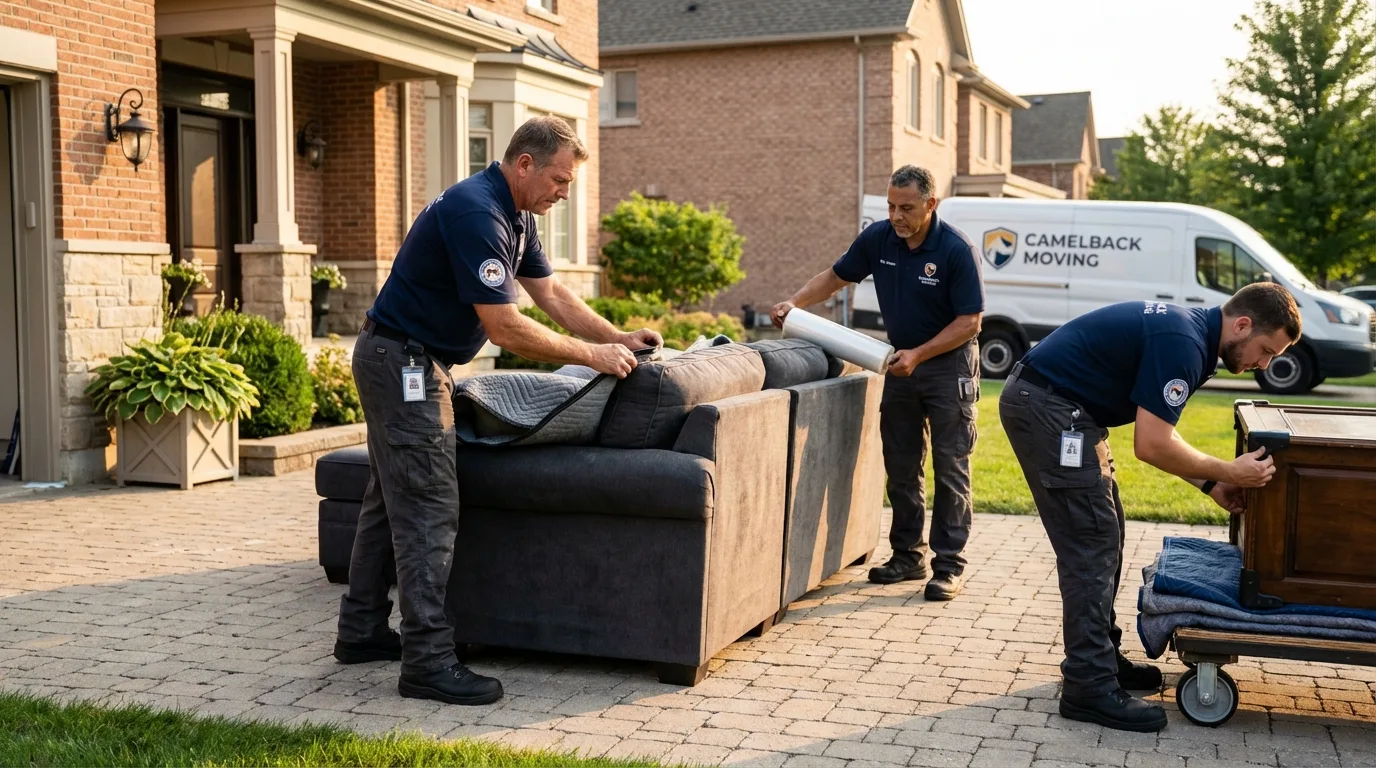 Large estate moving crew wrapping furniture in Valparaiso, FL