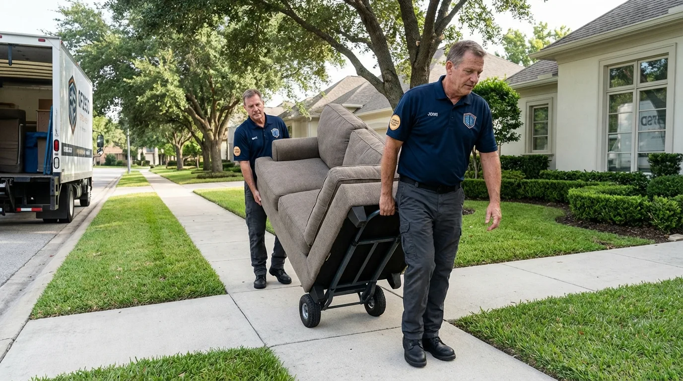 Local residential moving crew loading furniture in Valparaiso, FL